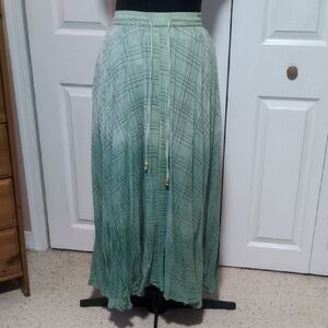 Chic Mint Green Plaid Maxi Skirt
